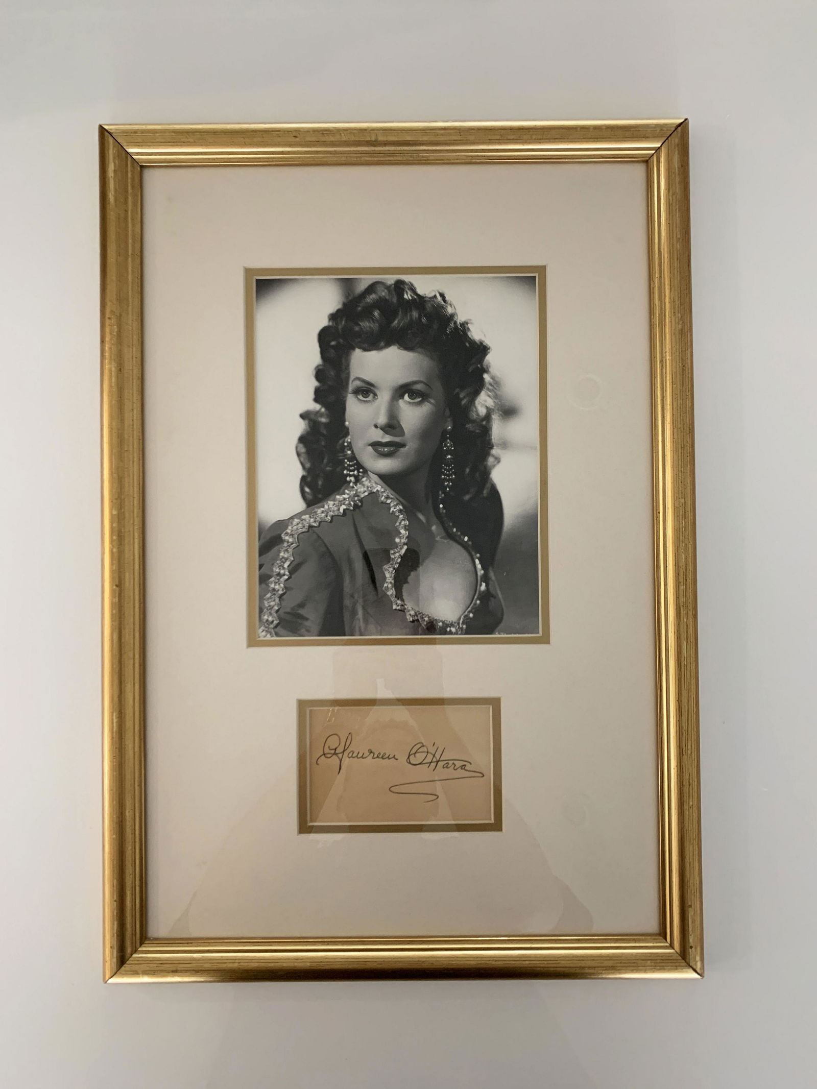 Maureen O'Hara vintage photo and signature collage: Maureen O'Hara vintage photo and original signature. Custom matte, framed 14.5x21 inches
