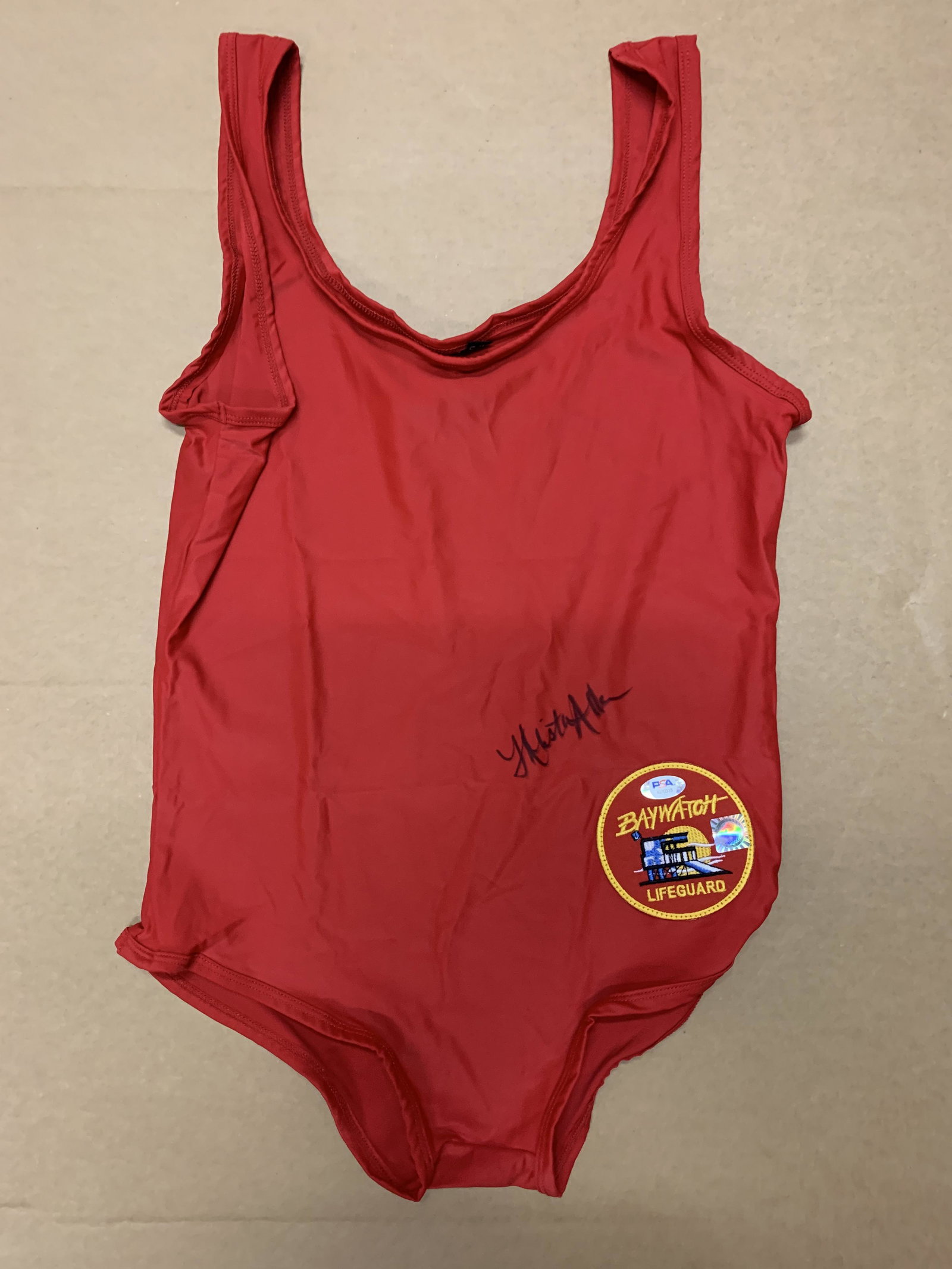 Baywatch Krista Allen signed swimsuit: Baywatch Krista Allen signed swimsuit. PSA authenticated