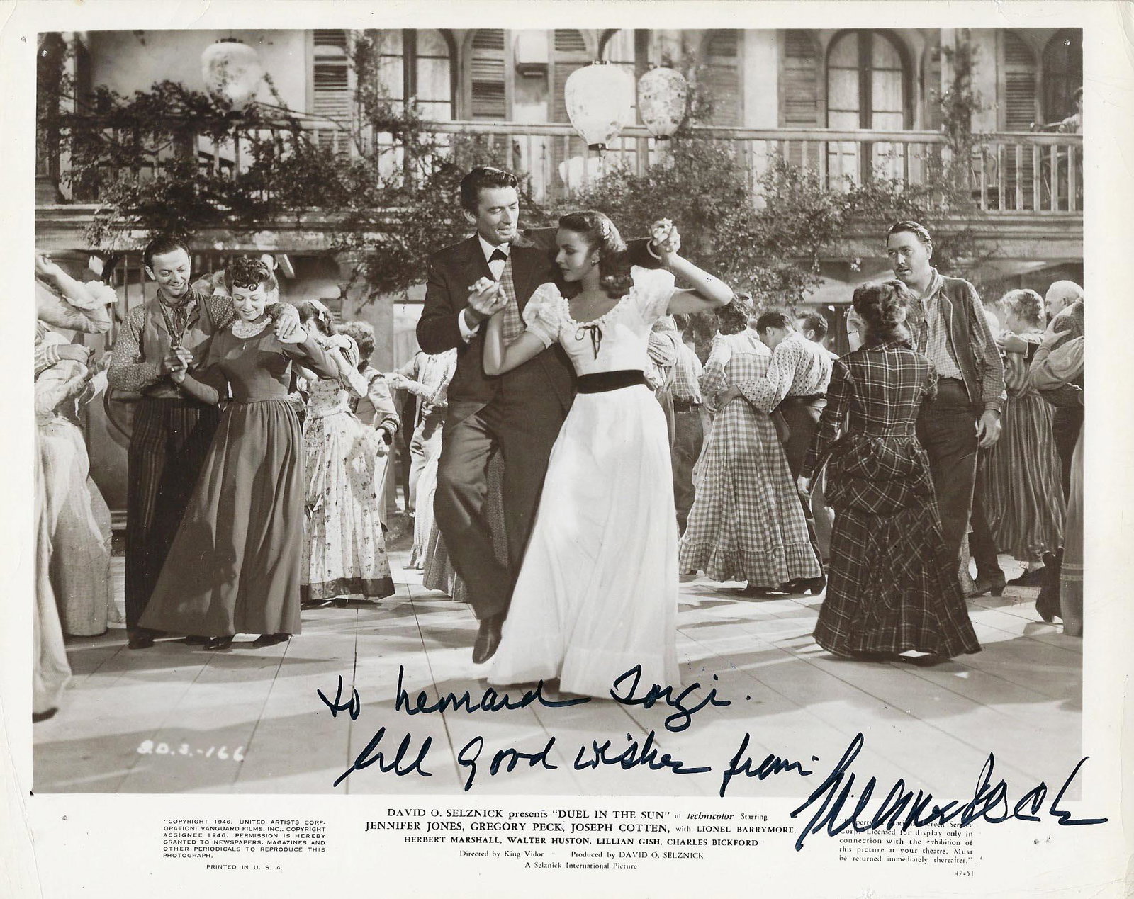 Duel in the Sun Gregory Peck signed movie photo: Duel in the Sun signed movie photo autographed by Gregory Peck. 8x10 inches