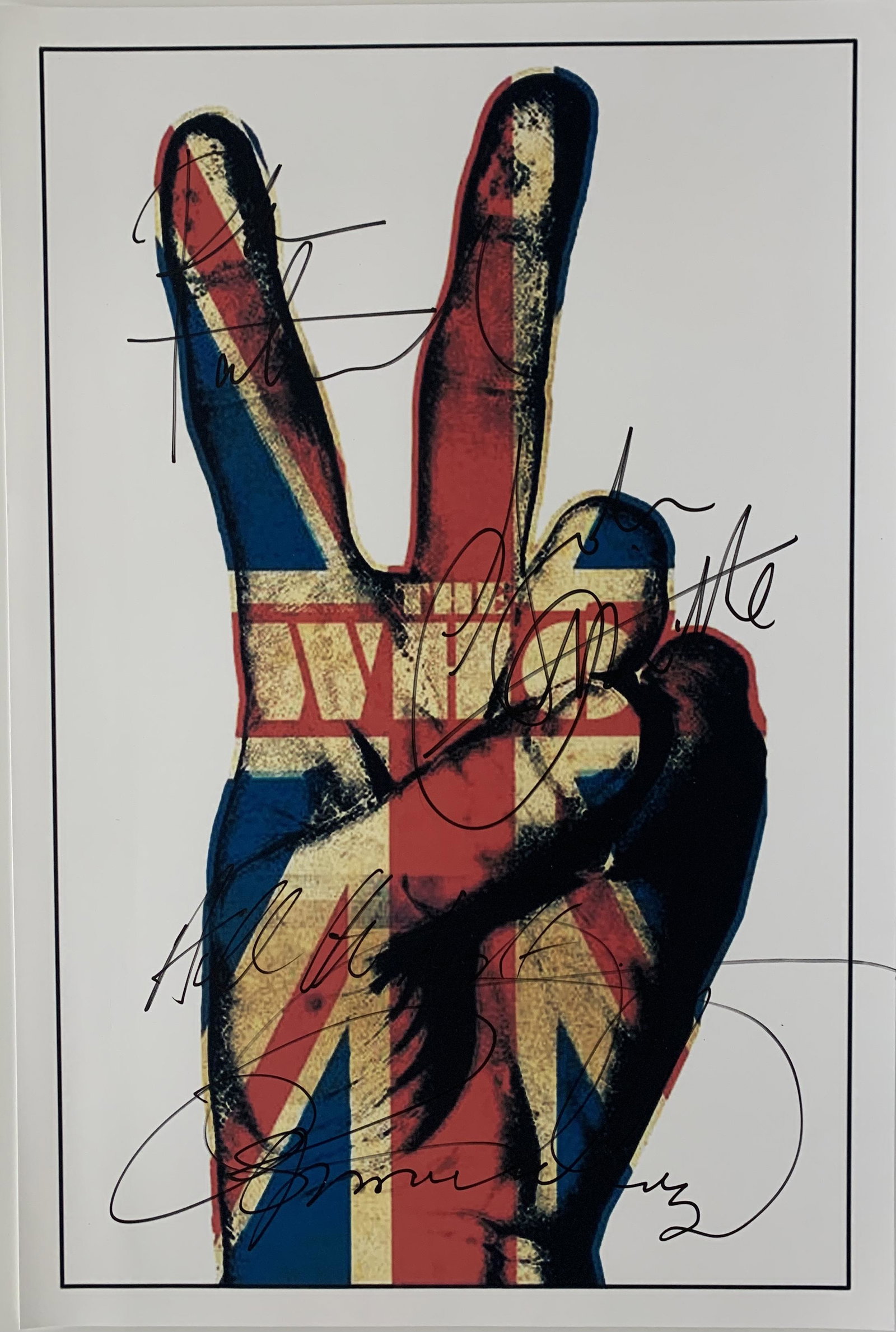 The Who signed photo: The Who signed photo autographed by Roger Daltrey, John Entwistle and Pete Townshend. 11x14 inches