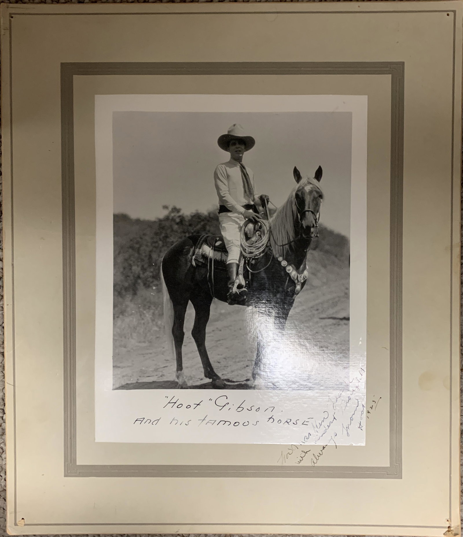 Move Cowboy Hoot Gibson signed photo: Move Cowboy Hoot Gibson signed photo. Custom matted. 12x14 inches