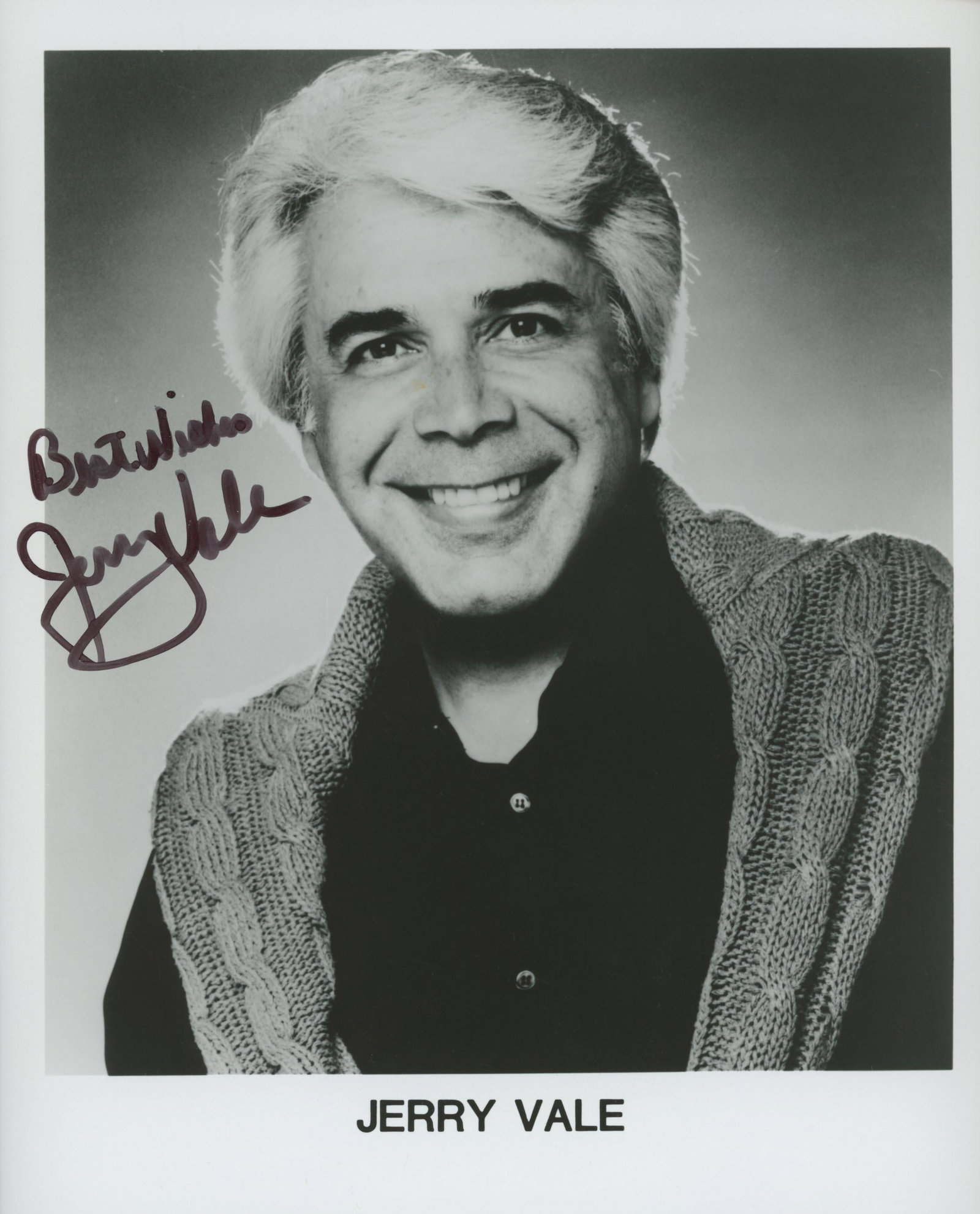 Jerry Vale signed photo: Jerry Vale signed photo. 8x10 inches