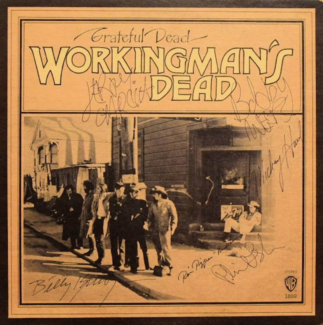 The Grateful Dead Workingman's Dead signed album: The Grateful Dead Workingman's Dead signed album autographed by Bobby Weir, Jerry Garcia, Ron McKernan, Billy Kreutzmann, Mickey Hart and Phil Lesh.