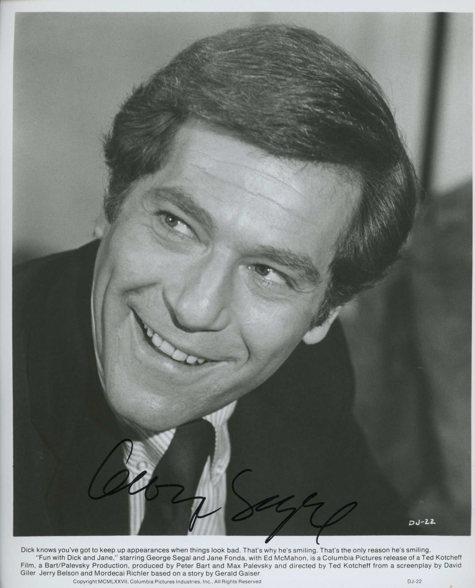 George Segal signed photo: George Segal signed photo. 8x10 inches