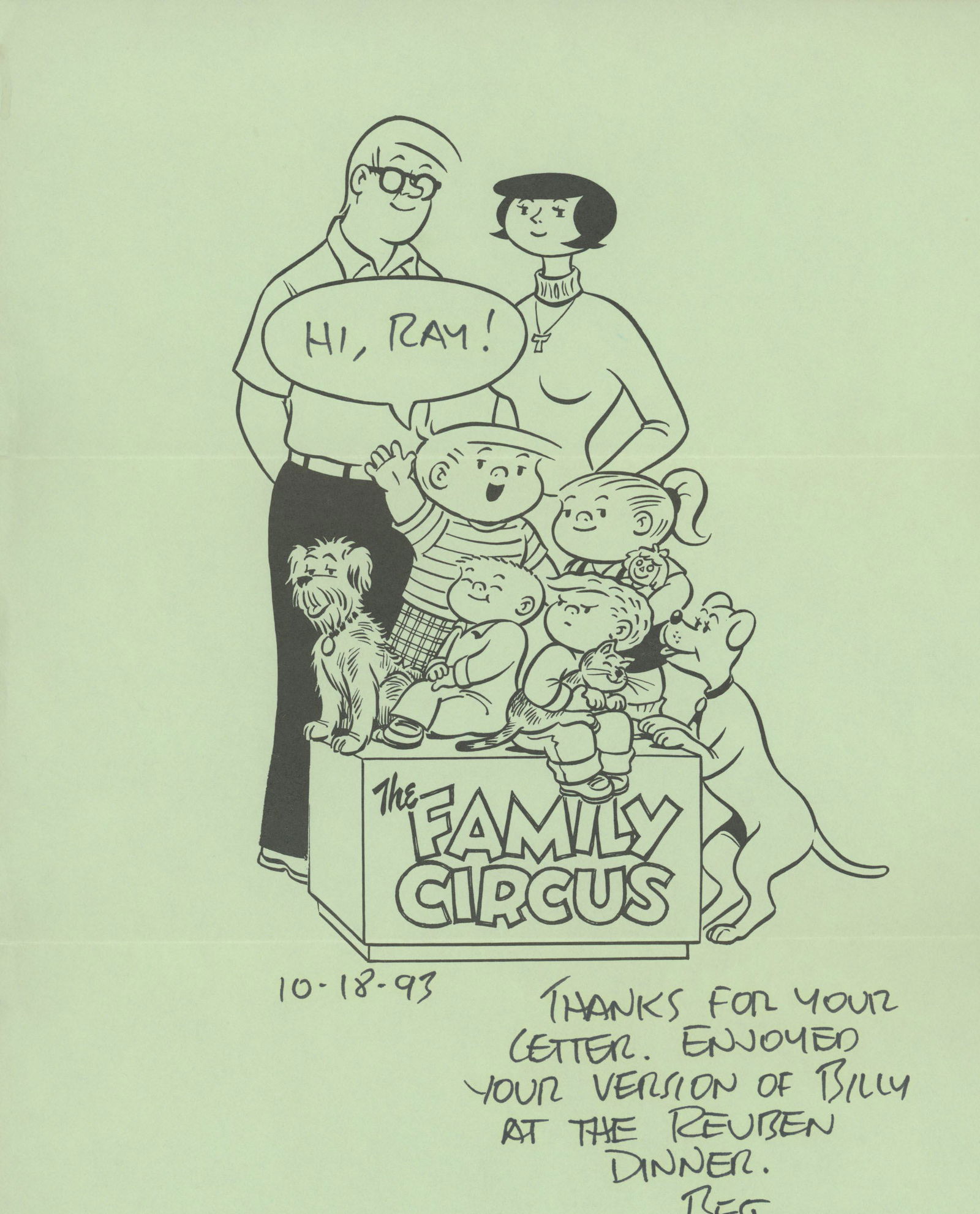 Bil Keane signed flyer: Bil Keane signed flyer. 8x10 inches