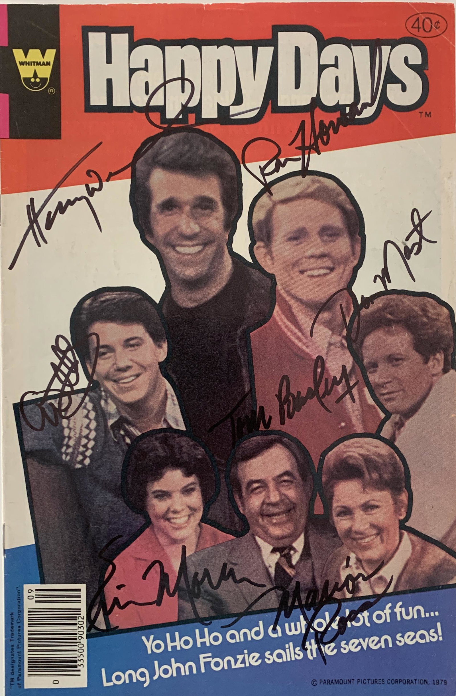Happy Days signed comic book: Happy Days signed comic book autographed by Ron Howard, Henry Winkler, Erin Moran, Marion Ross, Tom Bosley, Don Most and Anson Williams