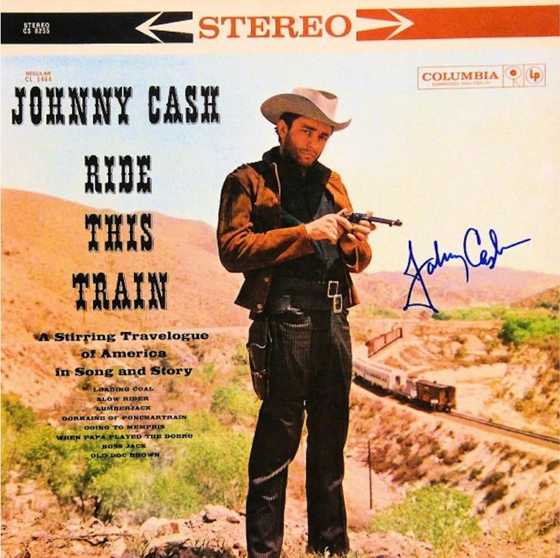Johnny Cash signed Ride This Train album: Johnny Cash signed Ride This Train album released in 1960