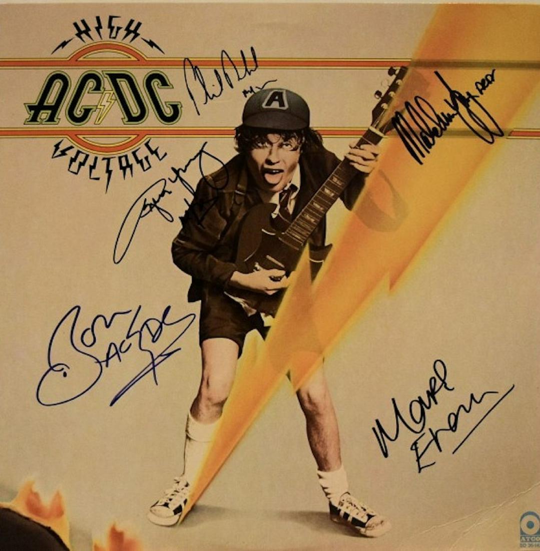 AC/DC High Voltage signed album with Bon Scott: AC/DC High Voltage signed album autographed by Bon Scott, Phil Rudd, Mark Evans, Angus Young and Malcolm Young