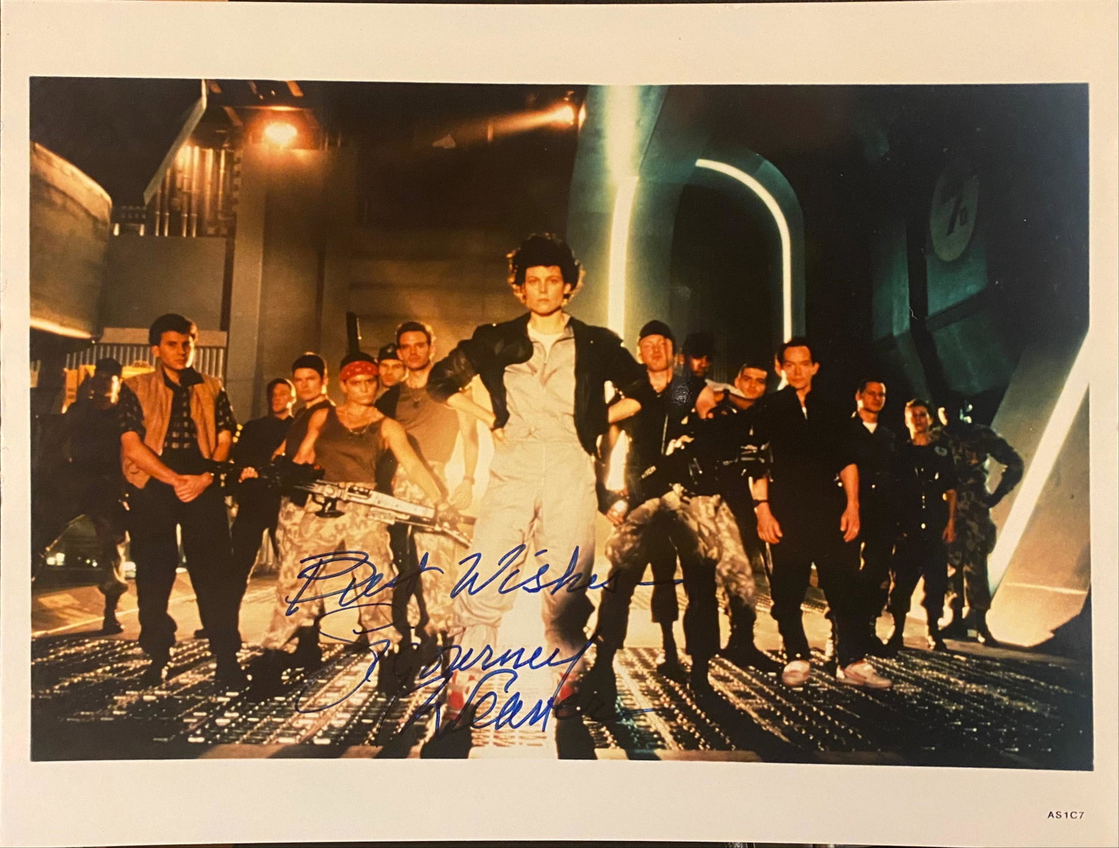 Aliens Sigourney Weaver signed movie photo: Aliens signed movie photo autographed by Sigourney Weaver. 8x10 inches