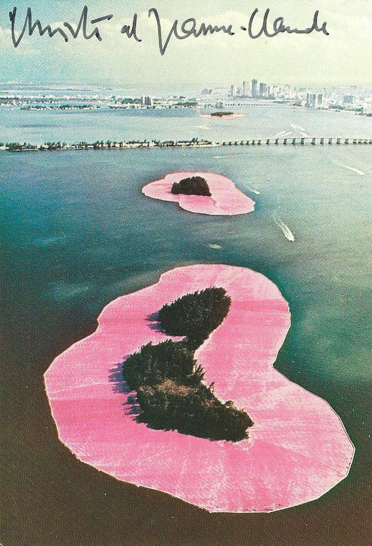 Christo and Jeanne-Claude signed postcard: Christo and Jeanne-Claude signed postcard. 3x5 inches
