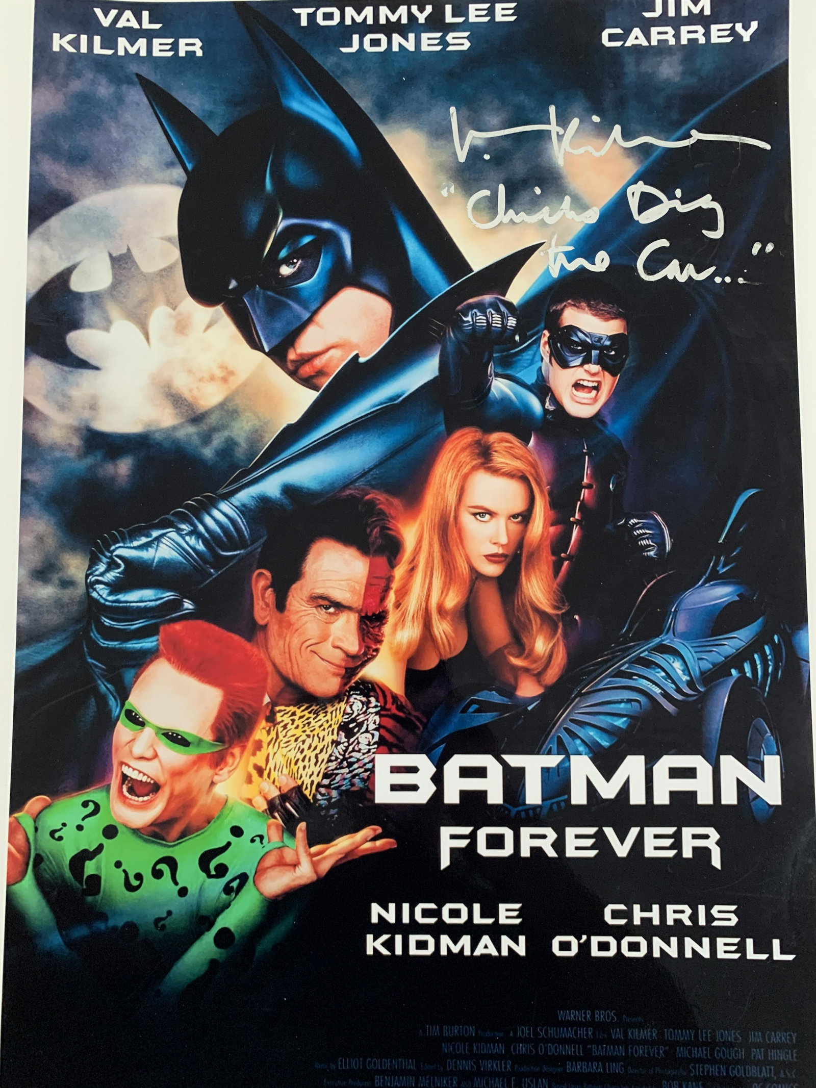 Val Kilmer signed Batman Forever photo: Val Kilmer signed Batman Forever photo. 19x13 inches