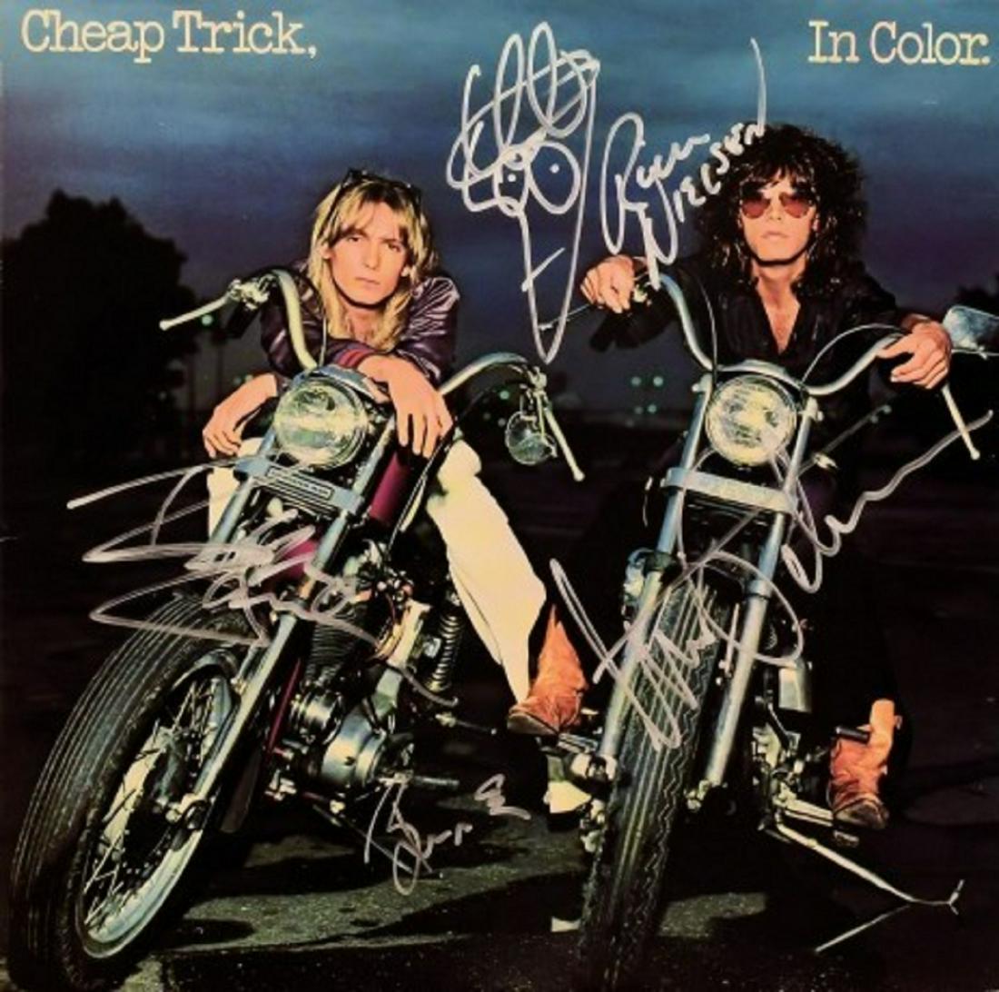 Cheap Trick signed "In Color" album: Cheap Trick 1977 "In Color" album autographed by Rick Nielsen, Robin Zander, Tom Petersson and Bun E. Carlos.