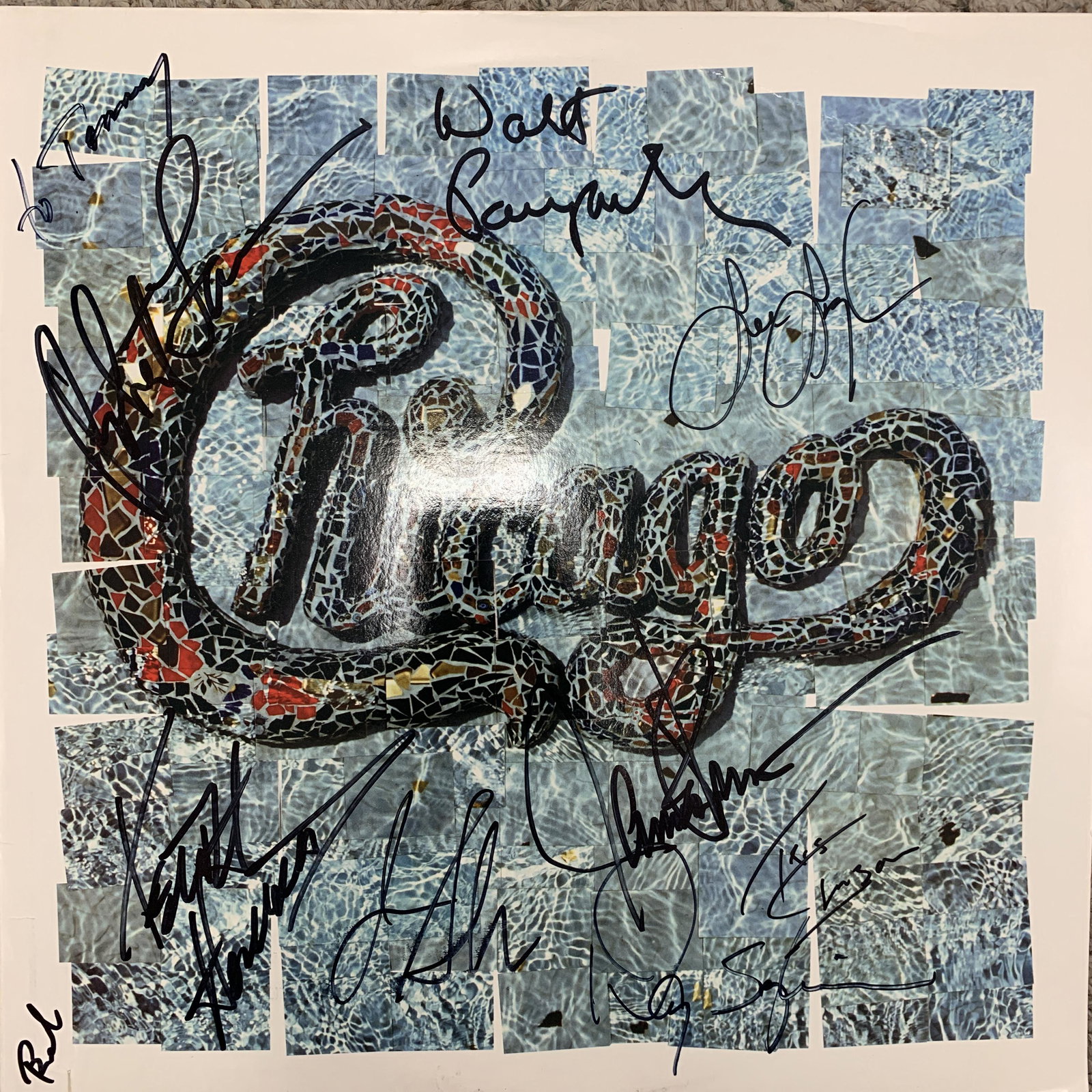 Chicago 18 signed album: Chicago 18 signed album autographed by Bill Champlin, Robert Lamm, Lee Loughnane, James Pankow, Walter Parazaider, Jason Scheff and Danny Seraphine