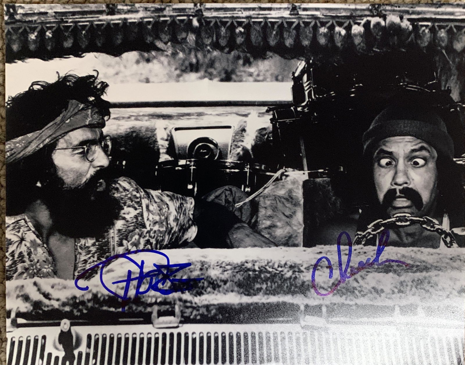 Up In Smoke cast signed photo: Up In Smoke cast signed photo autographed by Cheech Marin and Tommy Chong. 8x10 inches