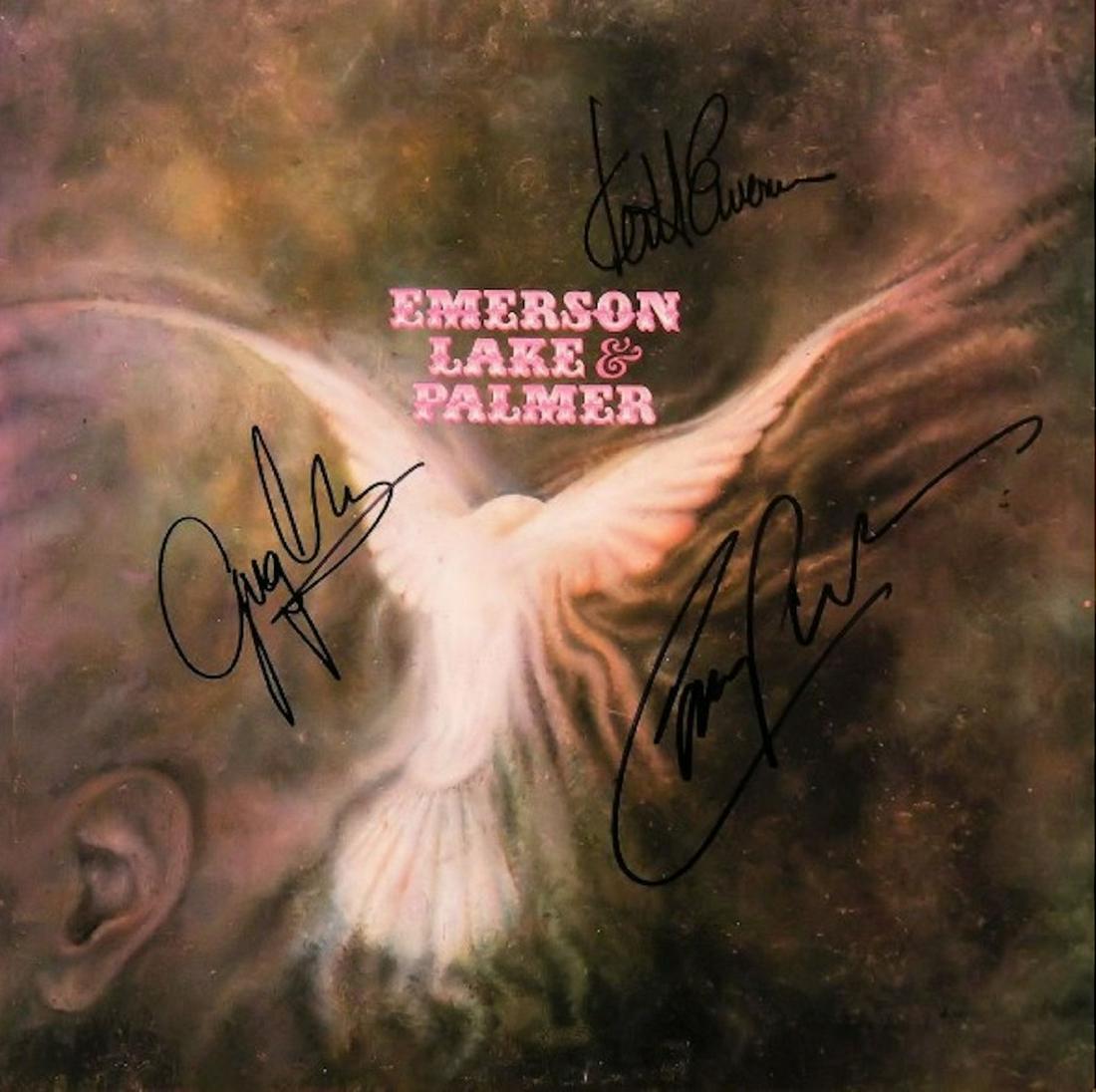 Emerson, Lake & Palmer signed debut album: Emerson, Lake & Palmer signed debut 1971 album autographed by Keith Emerson, Greg Lake & Carl Palmer