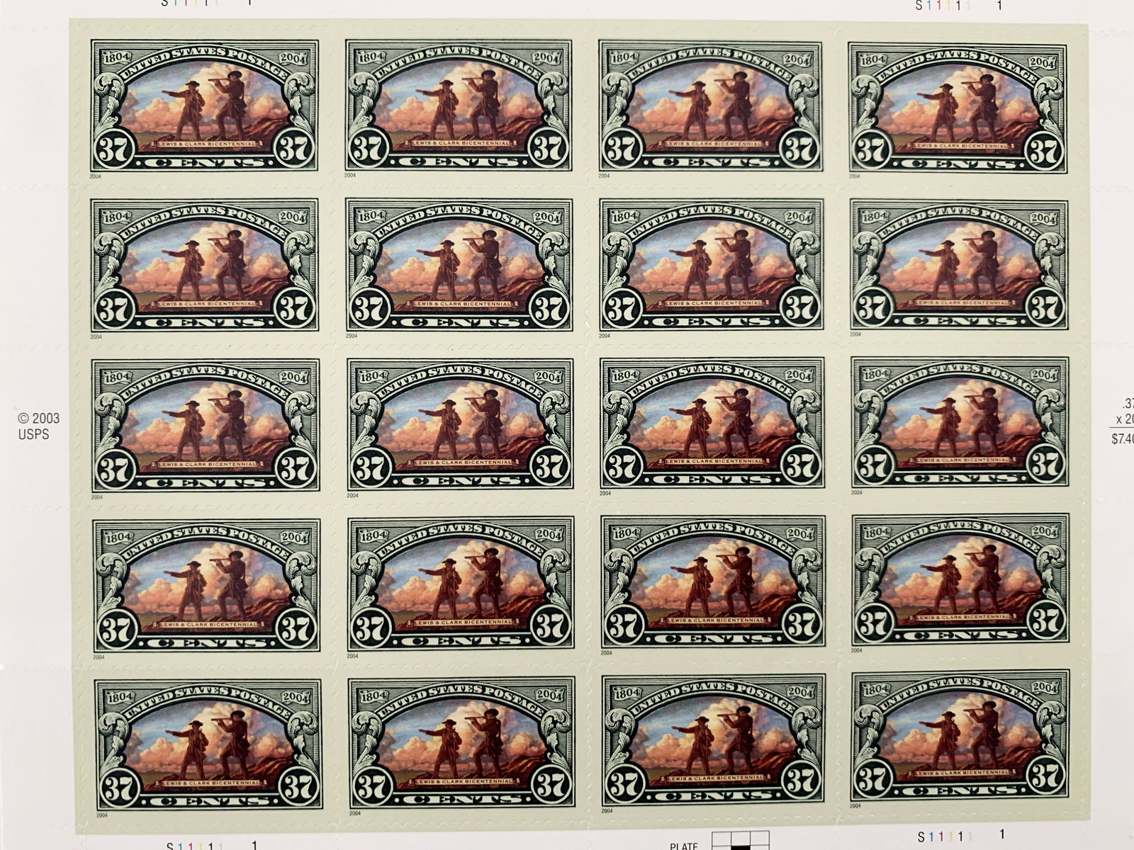 2004 Lewis & Clark Bicentennial - 20 Stamp Sheet - (1 of 1)