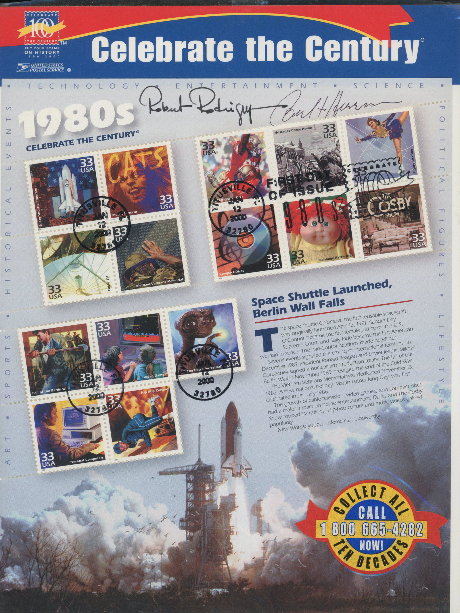 USPS Signed Celebrate The Century 1980s - Sheet of (1 of 1)