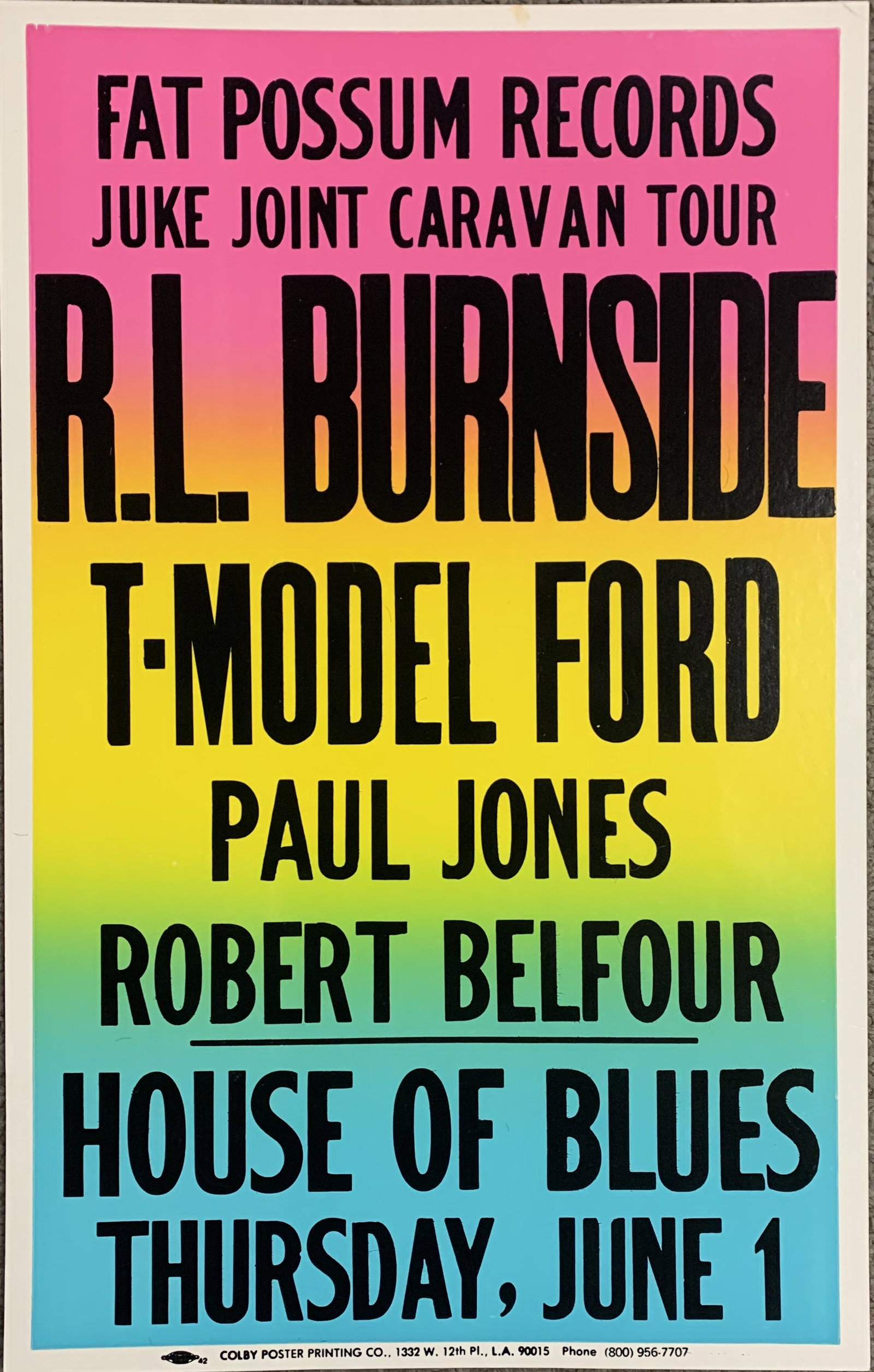 Fat Possum Records Juke Joint Caravan reprint promo: Fat Possum Records Juke Joint Caravan reprint promo poster. House of Blues. 14x22 inches
