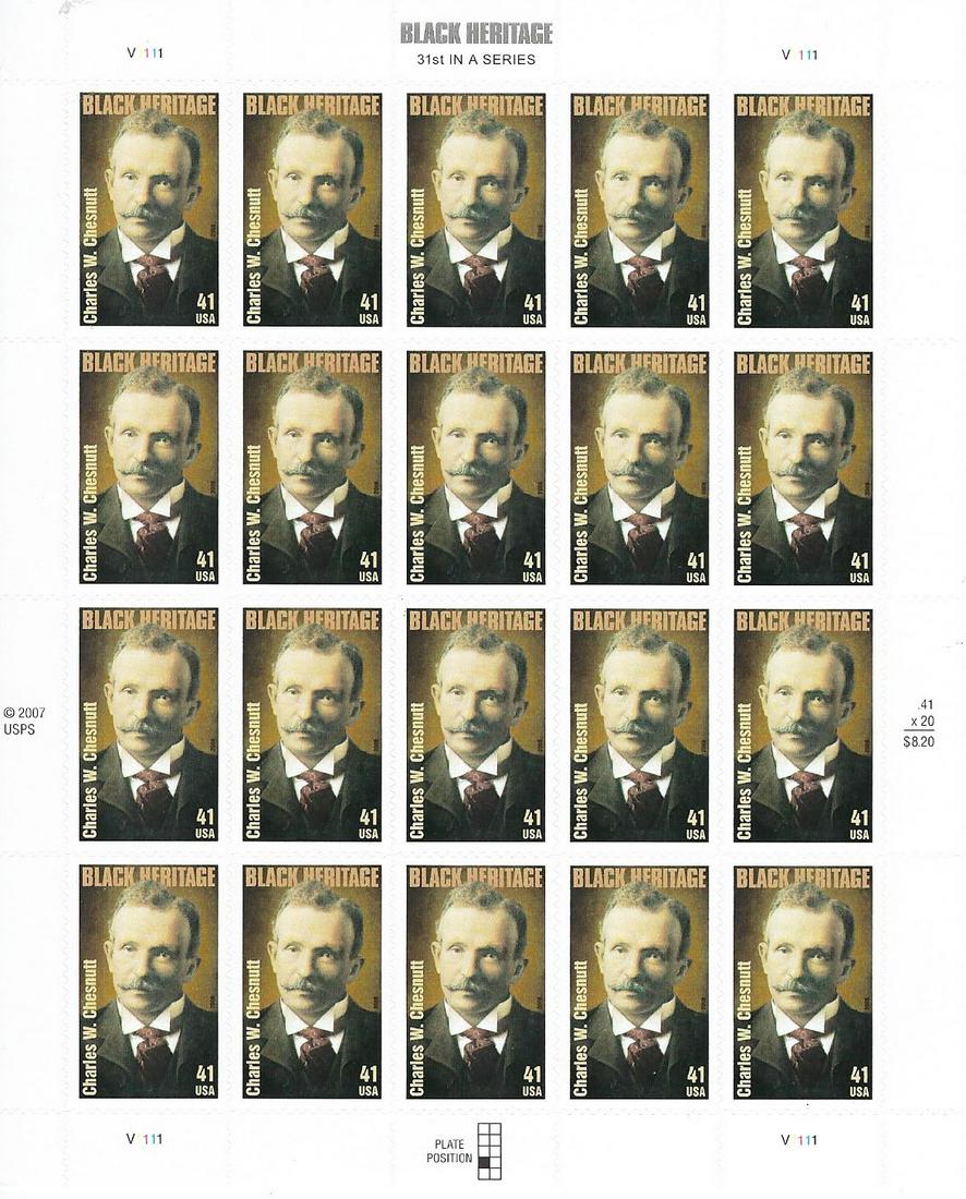 Black Heritage - Charles W. Chesnutt USA Stamp Sheet (1 of 1)