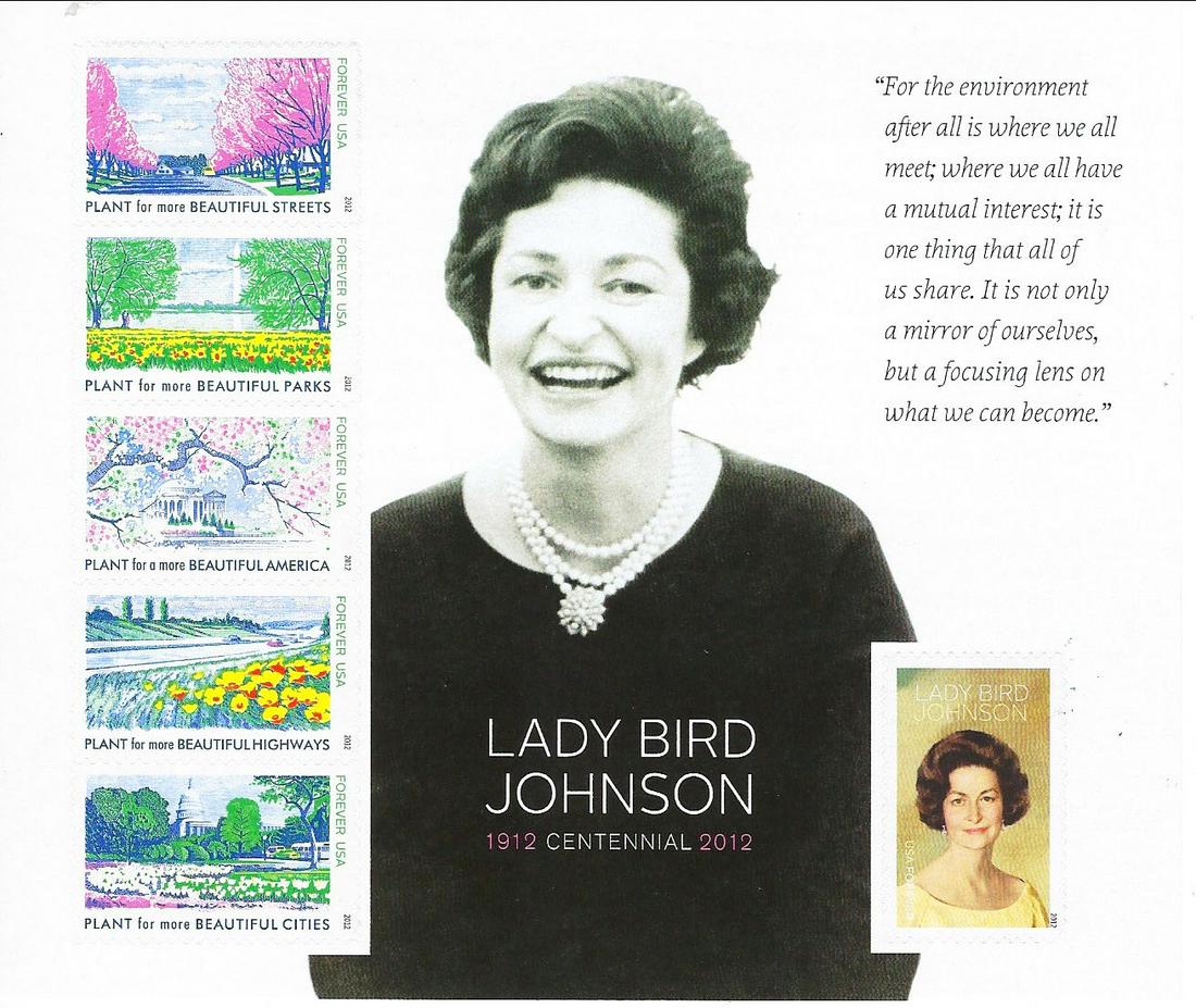 Lady Bird Johnson USA Stamp Sheet (1 of 1)