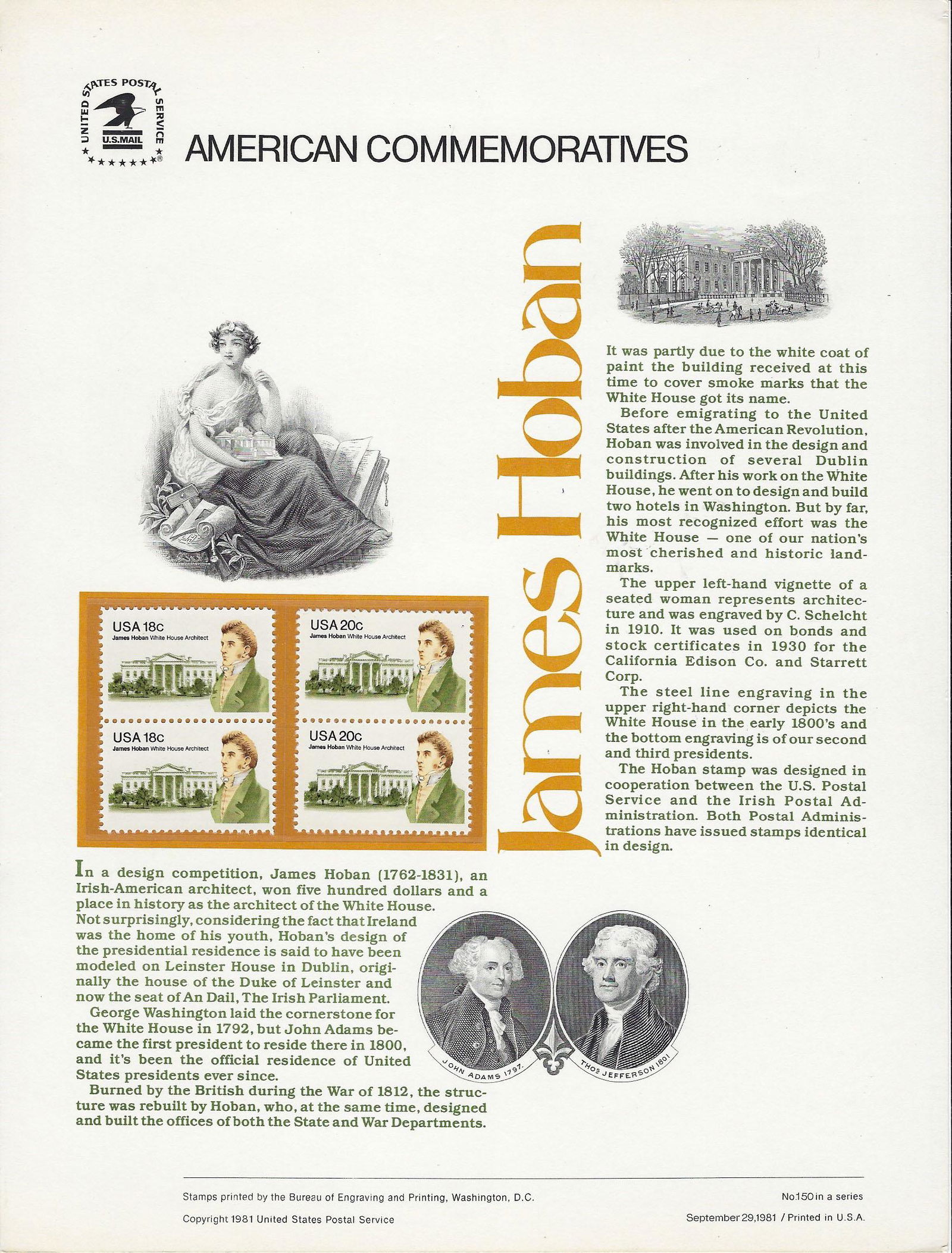 American Commemoratives James Hoban stamp set of four (1 of 1)