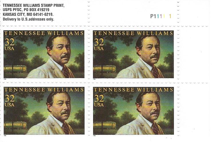Tennessee Williams stamps plate block (1 of 1)