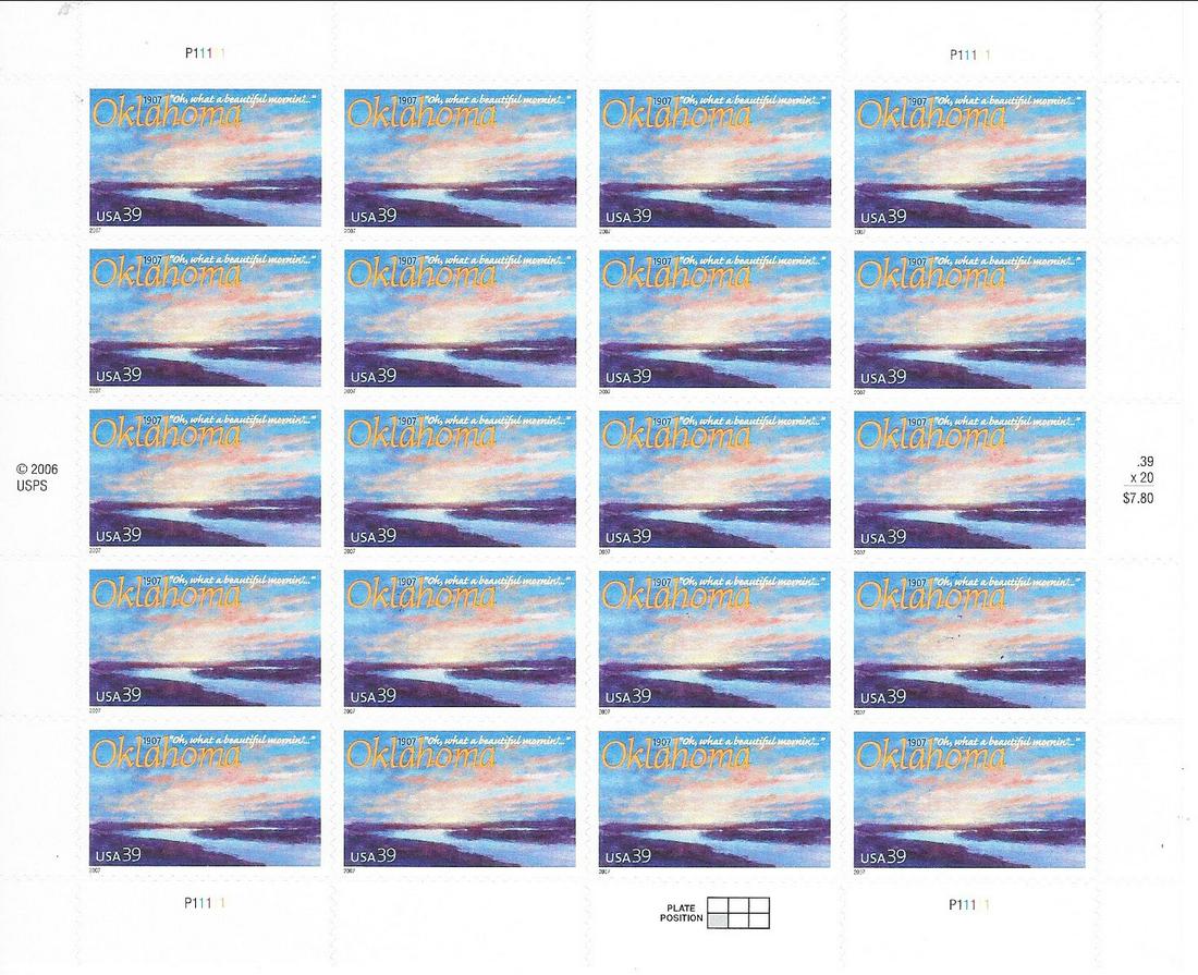 Oklahoma USA Stamp Sheet (1 of 1)