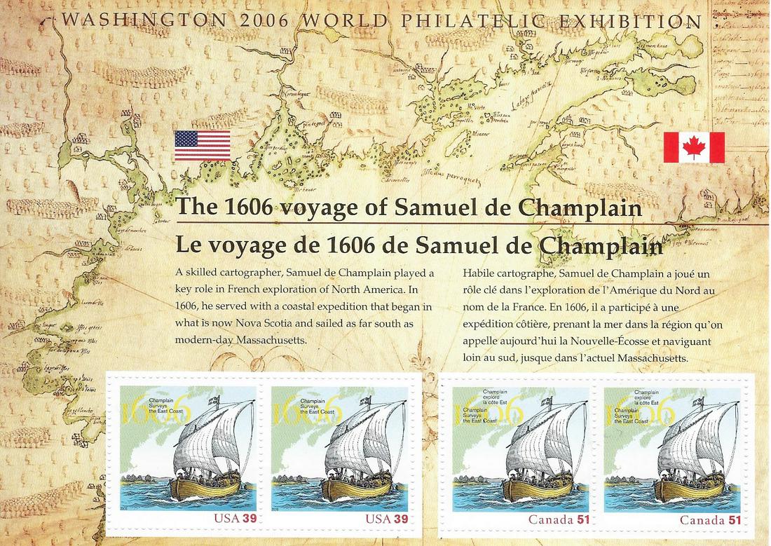1606 Voyage of Samuel De Champlain collector's stamp (1 of 1)