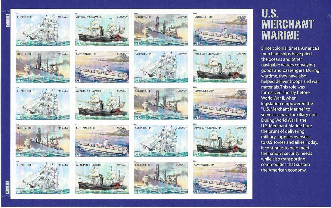 U.S. Merchant Marine USA Stamp Sheet (1 of 1)