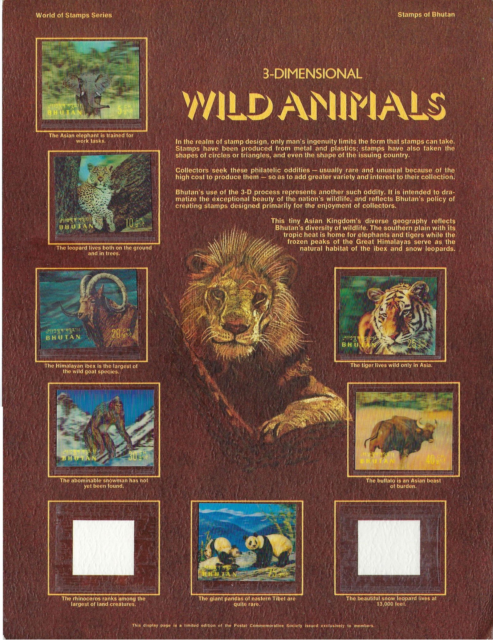 3-Dimensional Wild Animals Stamp Sheet (1 of 1)