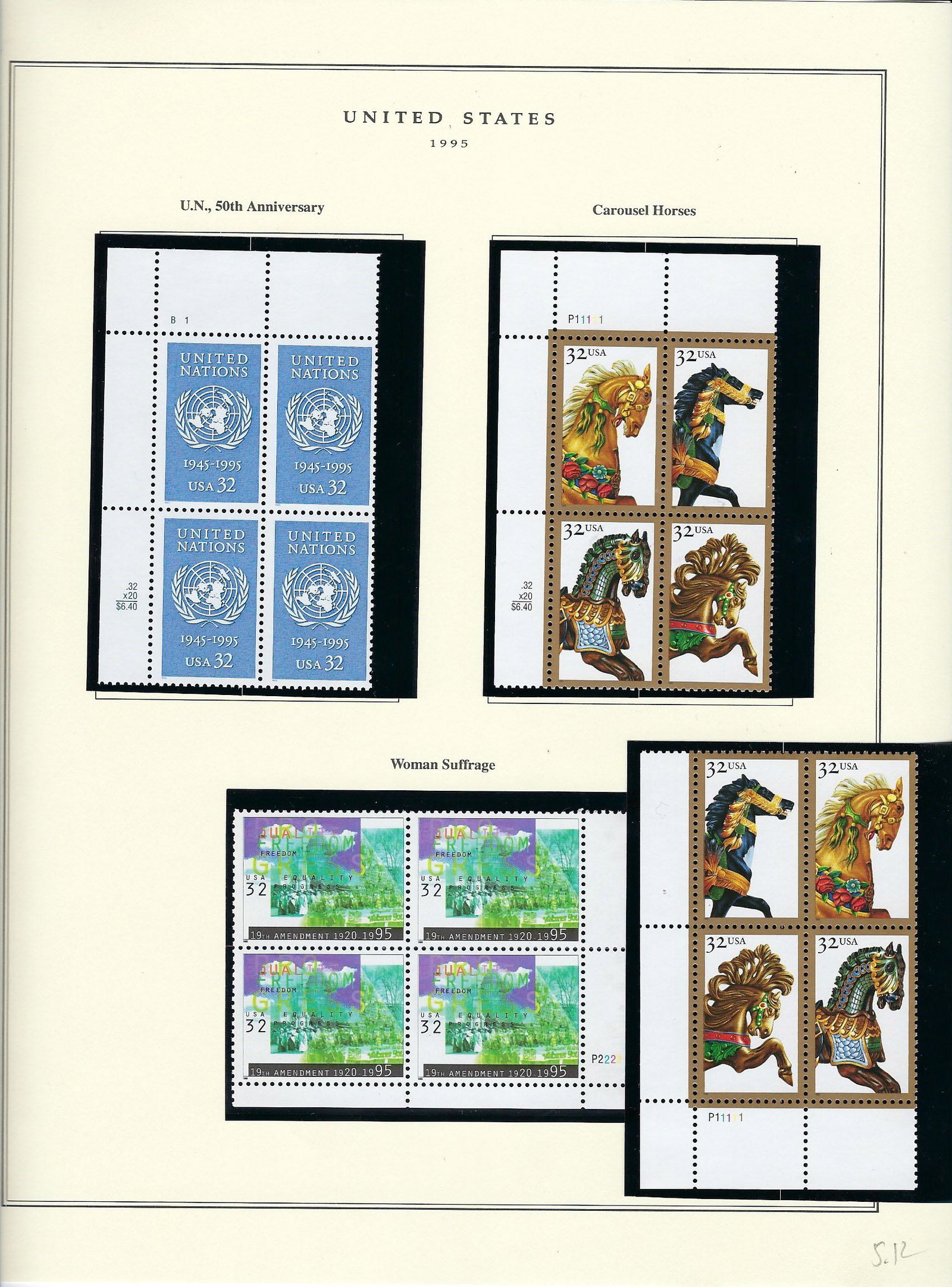1995 US stamp collector sheet featuring United Nations (1 of 1)