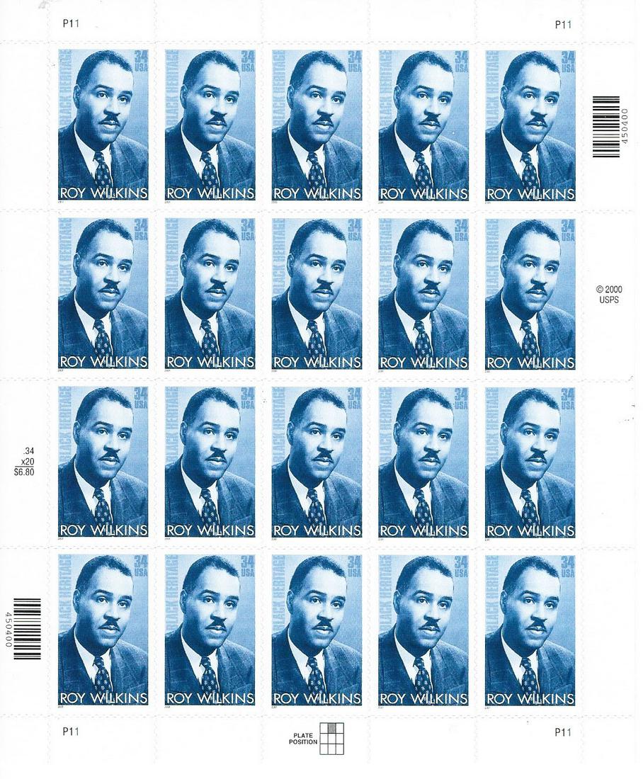 Black Heritage - Roy Wilkins USA Stamp Sheet (1 of 1)