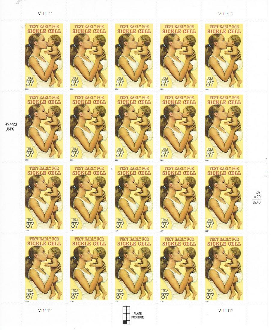 Test Early for Sickle Cell USA Stamp Sheet (1 of 1)