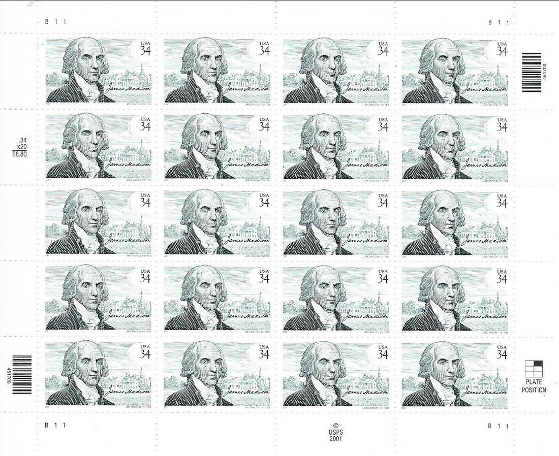 James Madison USA Stamp Sheet (1 of 1)