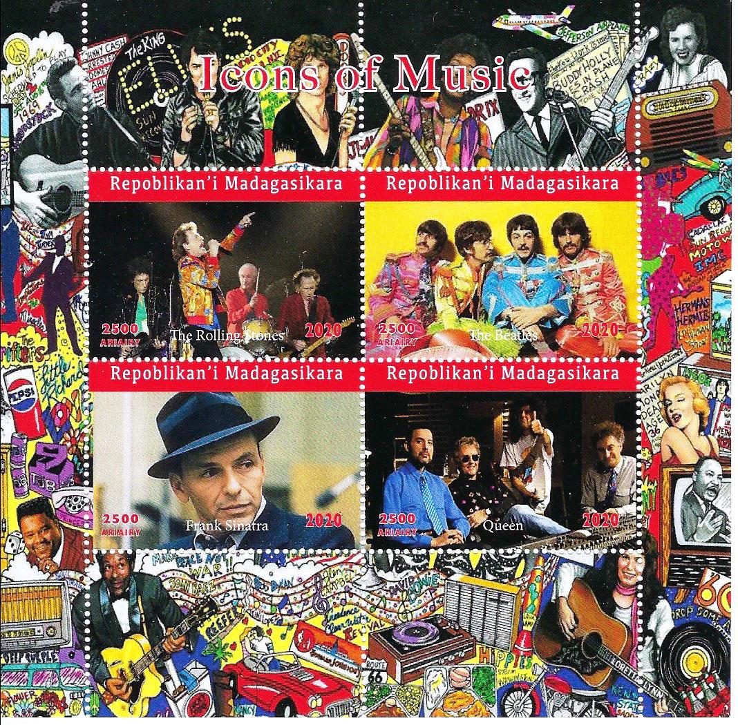 Icons of Music - Republic of Madagascar Stamp Sheet (1 of 1)