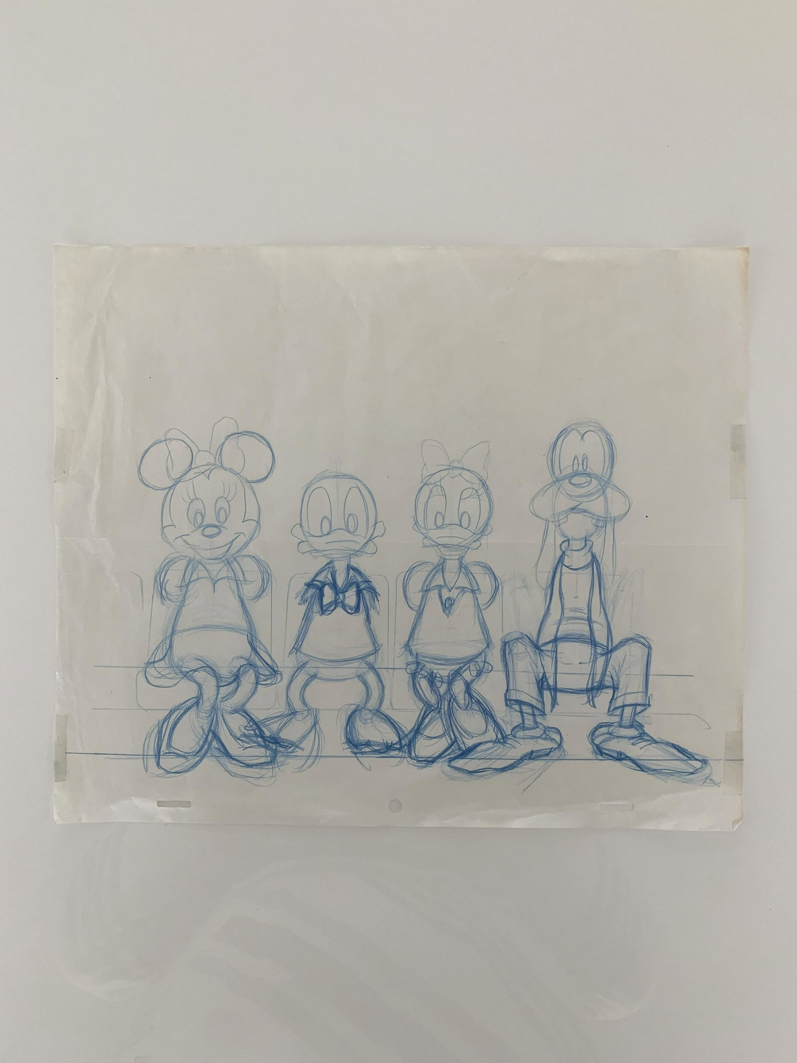 Walt Disney cartoon characters original hand drawn: Walt Disney cartoon characters original hand drawn sketch. 10x12 inches