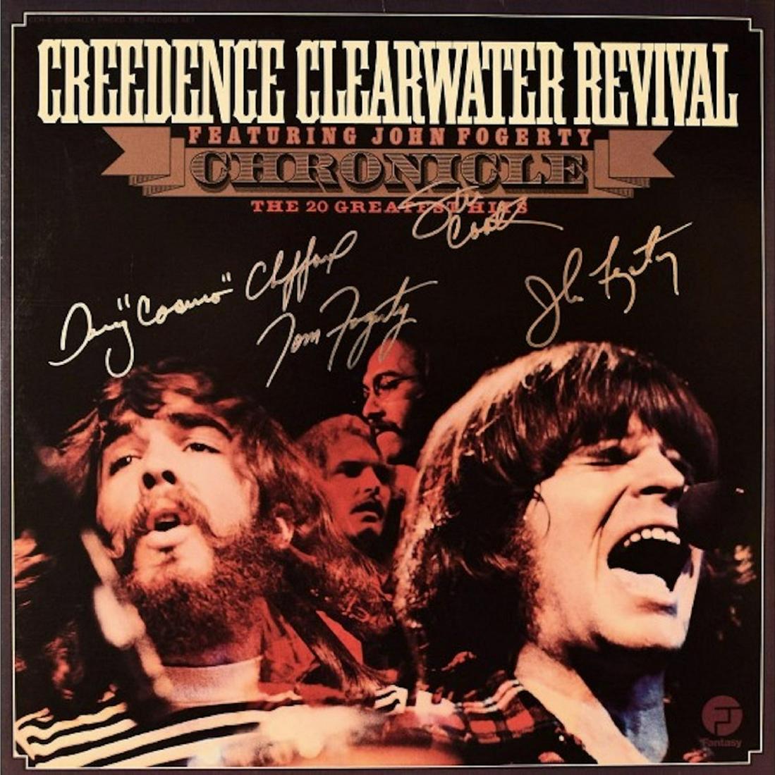 Creedence Clearwater Revival Chronicle signed album: Creedence Clearwater Revival Chronicle - 1976signed album autographed by Tom Fogerty and John Fogerty, Stu Cook and Doug Clifford