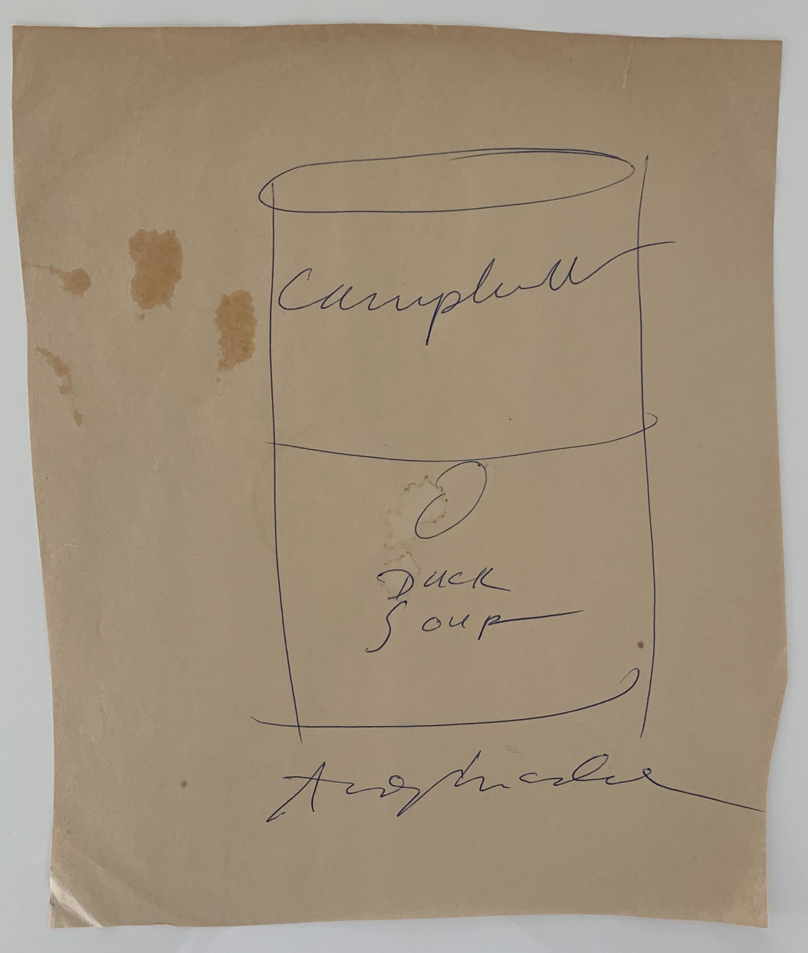 Andy Warhol original hand drawn sketch: Andy Warhol original hand drawn sketch. 11x14 inches