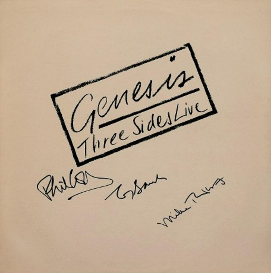 Genesis signed "Three Sides Live" album: Genesis 1982 "Three Sides Live" album autographed by Phil Collins, Mike Rutherford and Tony Banks.