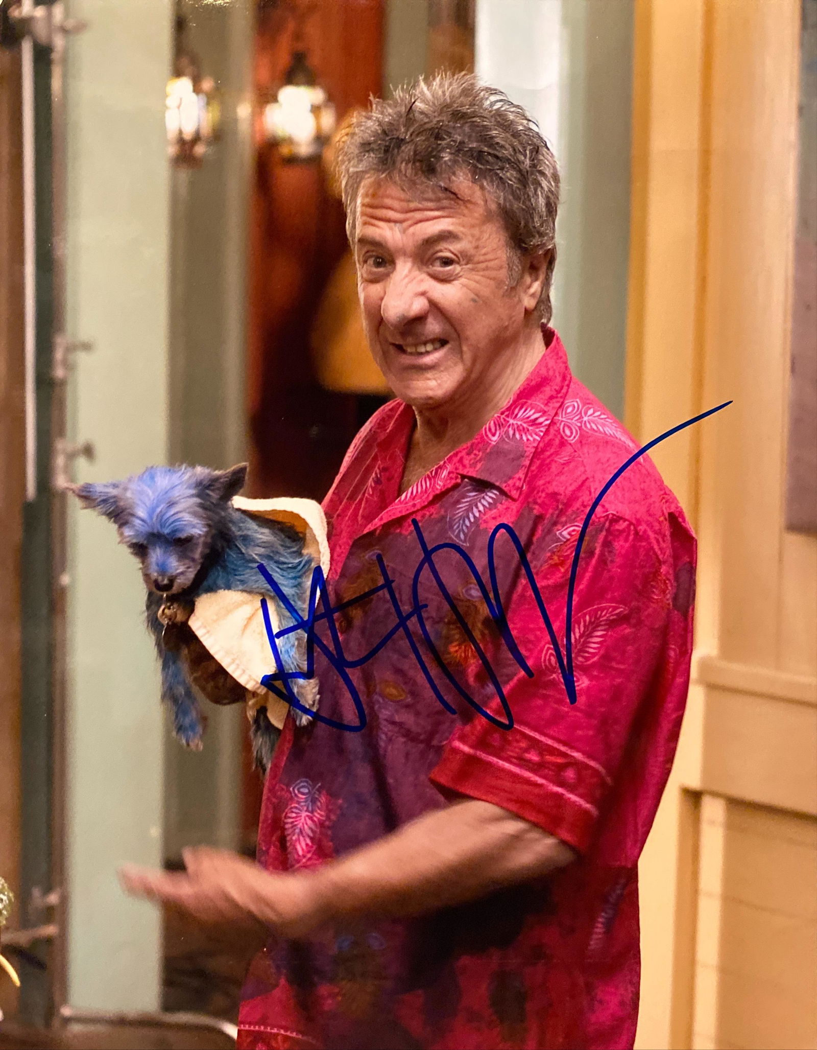 Dustin Hoffman signed "Meet the Fockers" movie photo: Meet the Fockers 8x10 movie photo autographed by Dustin Hoffman.