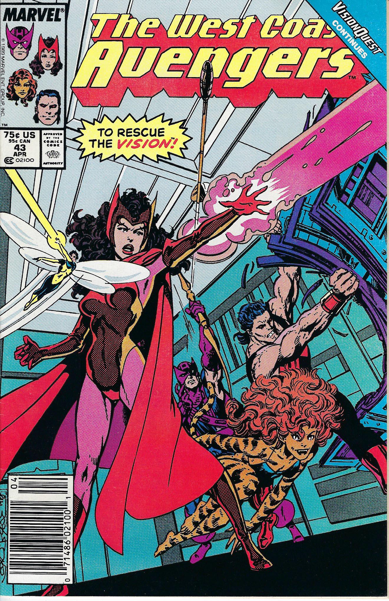 The West Coast Avengers Marvel Comic Book #43 (1 of 1)