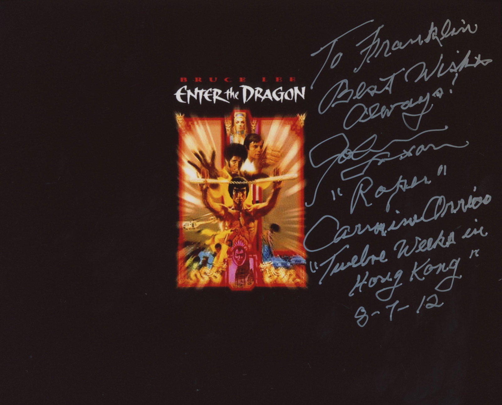 Enter the Dragon John Saxon signed movie photo: Enter the Dragon signed movie photo autographed by John Saxon. 8x10 inches