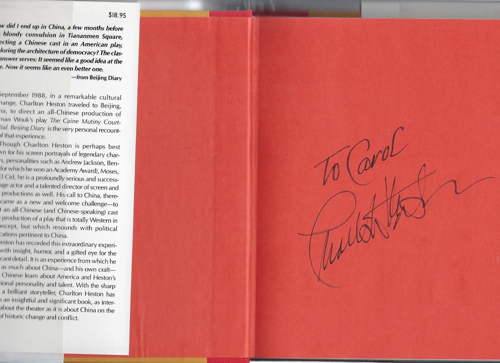 Beijing Diary Charlton Heston signed book (1 of 2)