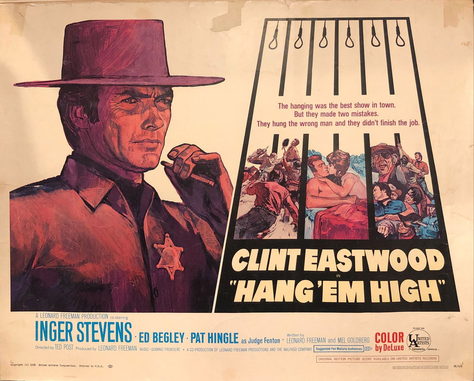 Hang 'Em High original 1968 vintage display sheet (1 of 1)