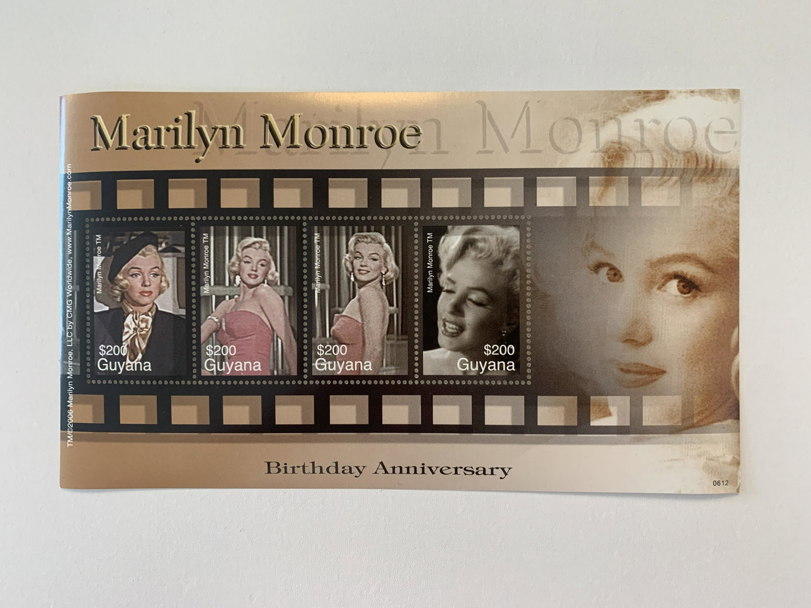 Marilyn Monroe Guyana stamp sheet: Marilyn Monroe Guyana stamp sheet. 4x7 inches