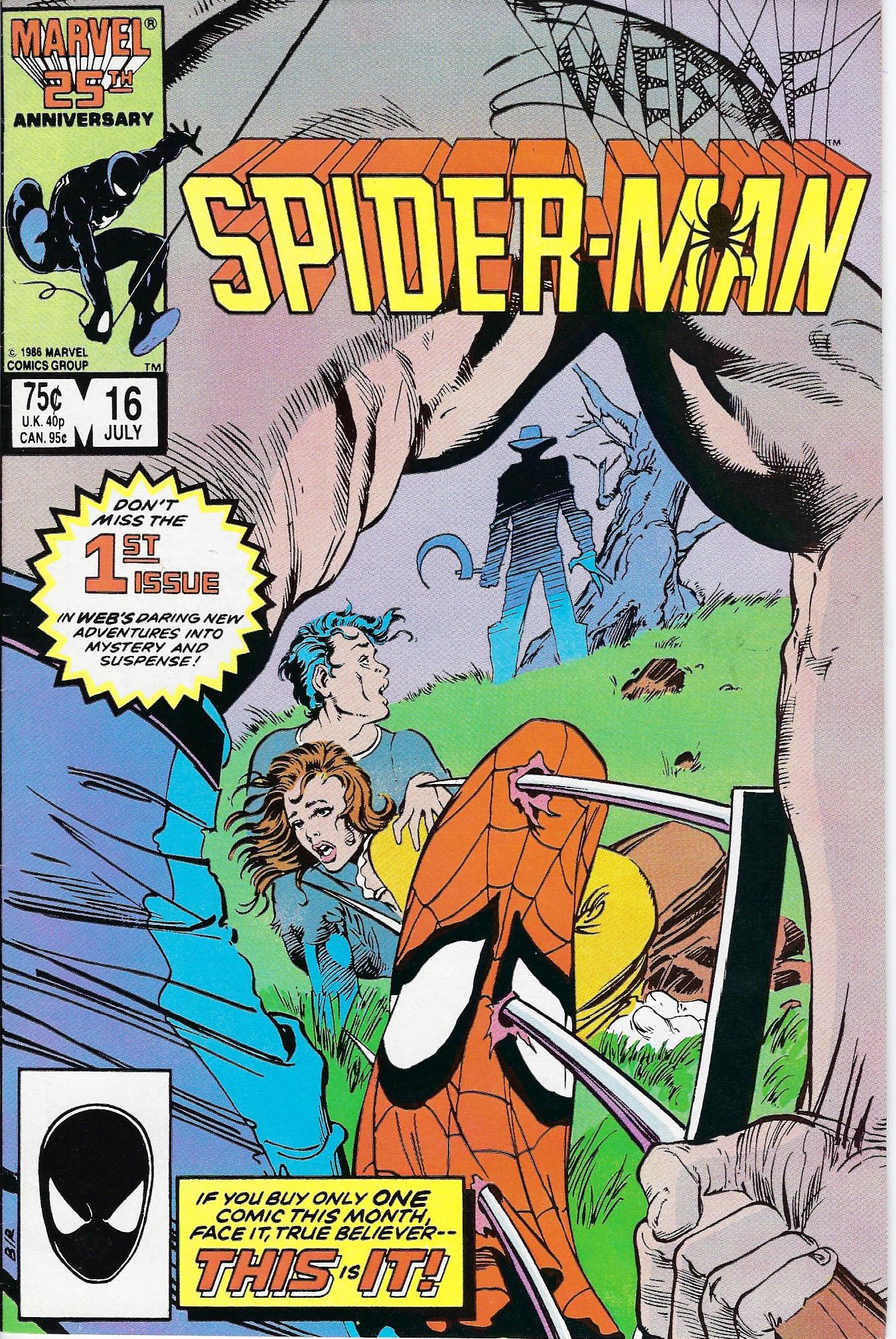 Web of Spider-Man Marvel Comic Book #16: Web of Spider-Man #16, 1986, "Underworld!" Story by David Michelinie. Art by Marc Silvestri and Kyle Baker. Cover by Mark Beachum and Josef Rubinstein. J. Jonah Jameson sends Peter Parker and Bugle re