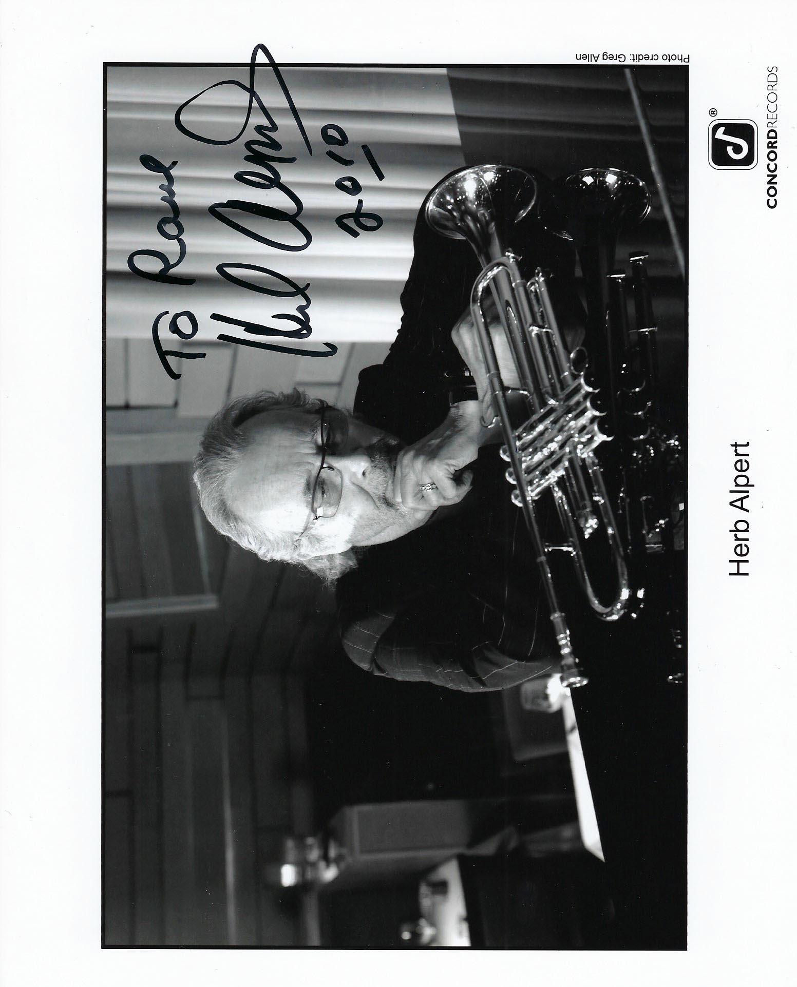 Herb Alpert signed photo: Herb Alpert signed photo. 8x10 inches