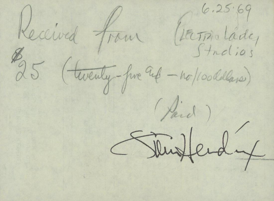 Jimi Hendrix signed receipt: Jimi Hendrix signed receipt