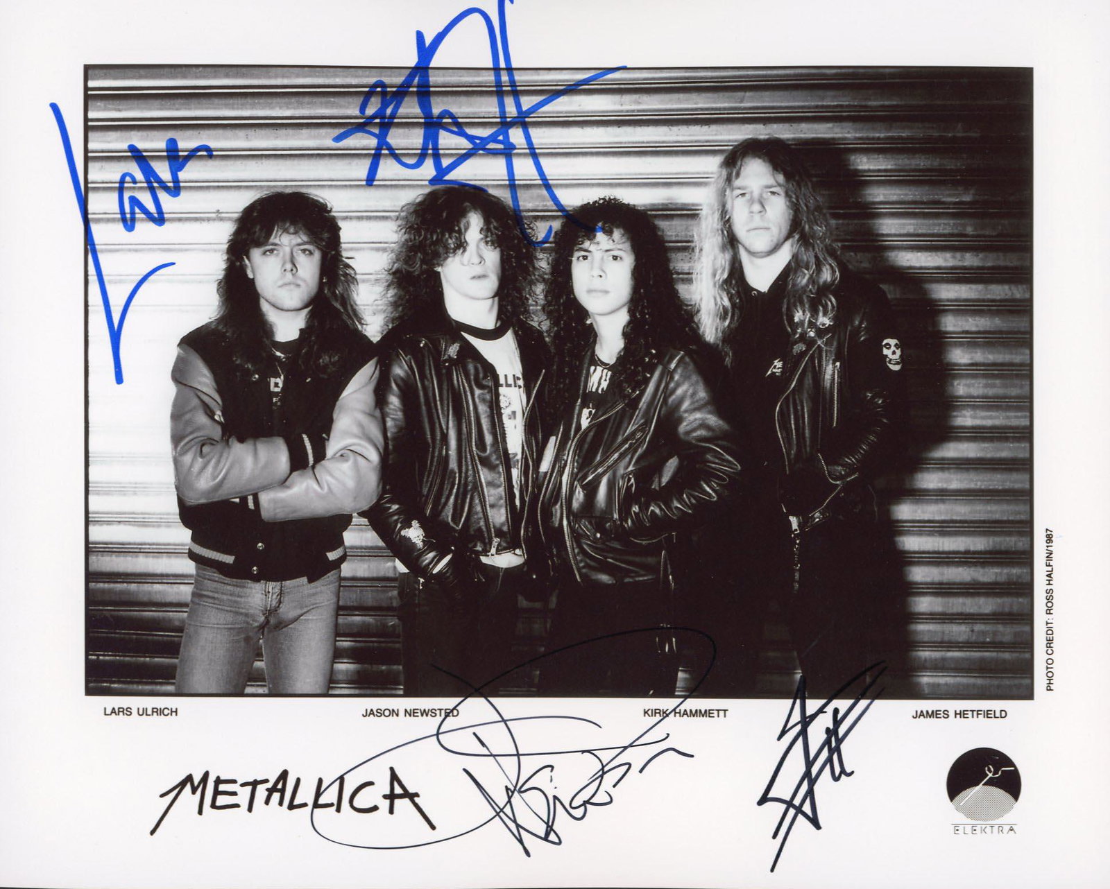 Metallica signed photo: Metallica signed photo autographed by James Hetfield, Lars Ulrich, Jason Newsted and Kirk Hammett. 8x10 inches