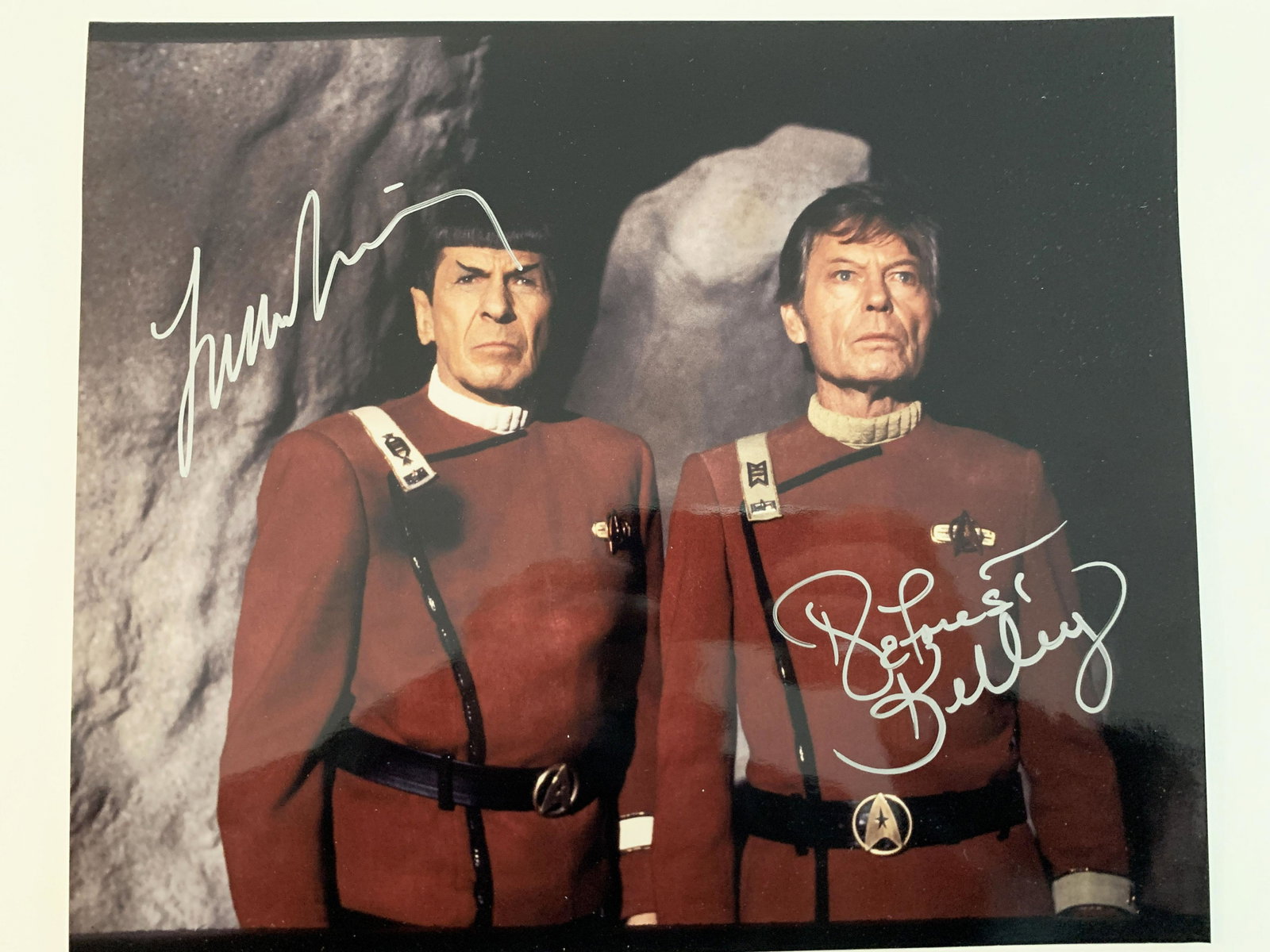 Star Trek Leonard Nimoy and DeForest Kelley signed: Star Trek signed photo autographed by Leonard Nimoy and DeForest Kelley. 8x10 inches